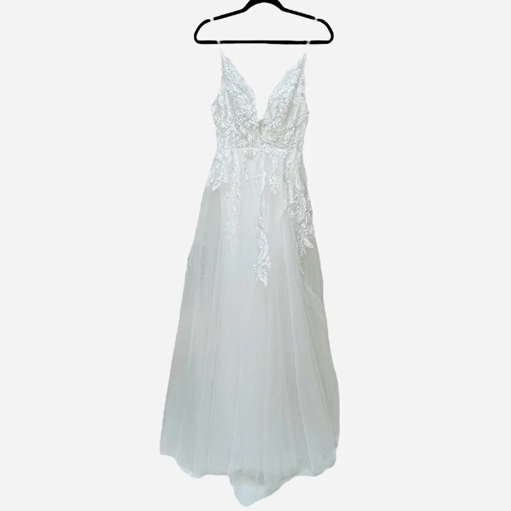 NEW Nox Anabel E442 Embroidered Tulle Wedding Gown Dress - Picture 3 of 11